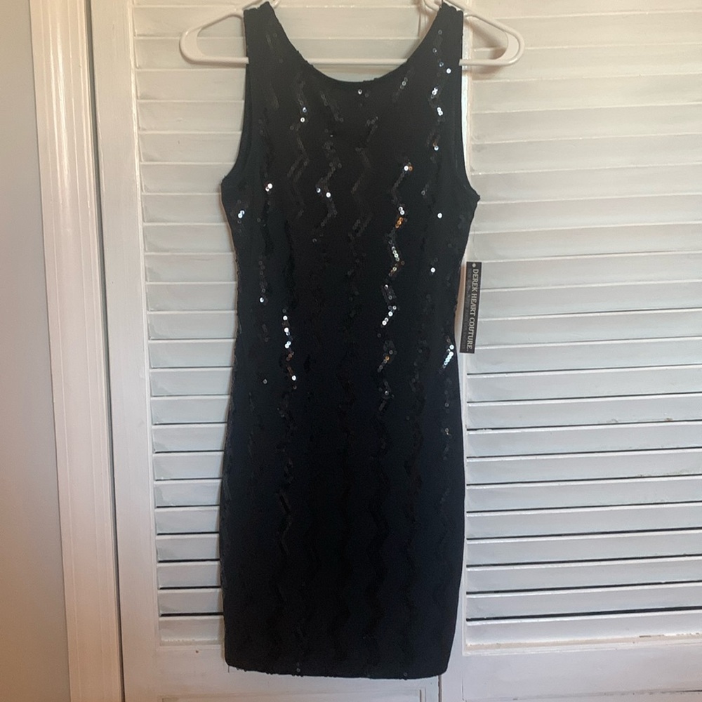 Derek Heart Couture black mini sequins dress